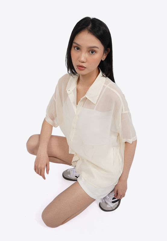 Short Sleeve See Through Blouse