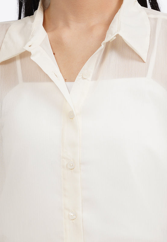 Short Sleeve See Through Blouse