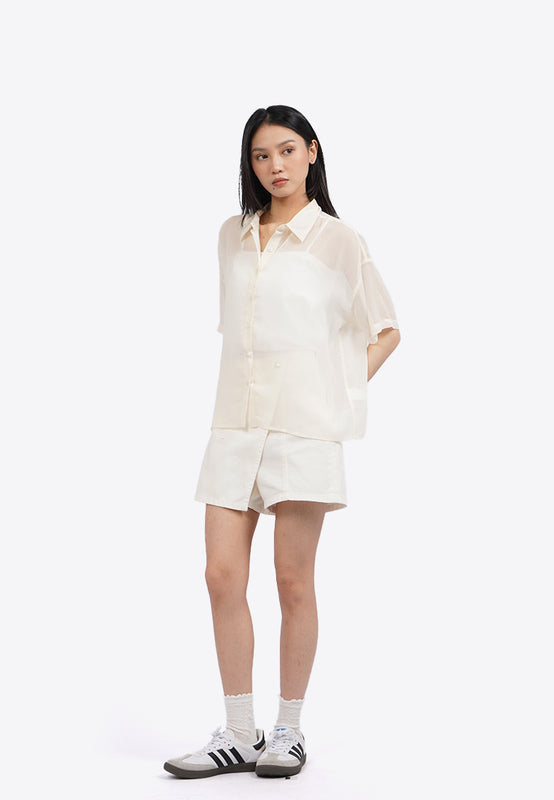 Short Sleeve See Through Blouse