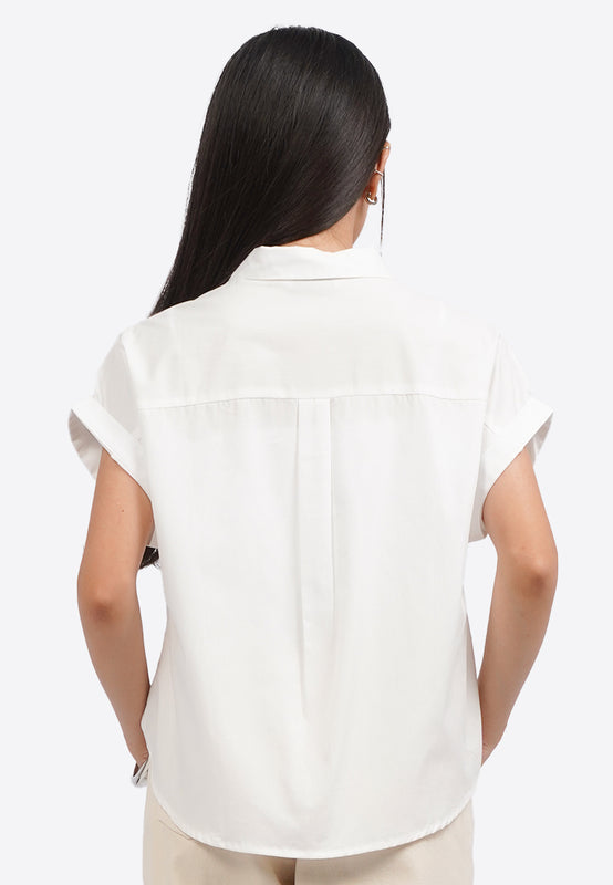 Roll Up Short Sleeve Blouse