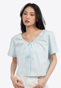 Bell Sleeve Blouse with Ribbon Details