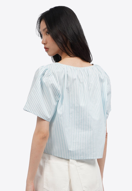 Bell Sleeve Blouse with Ribbon Details