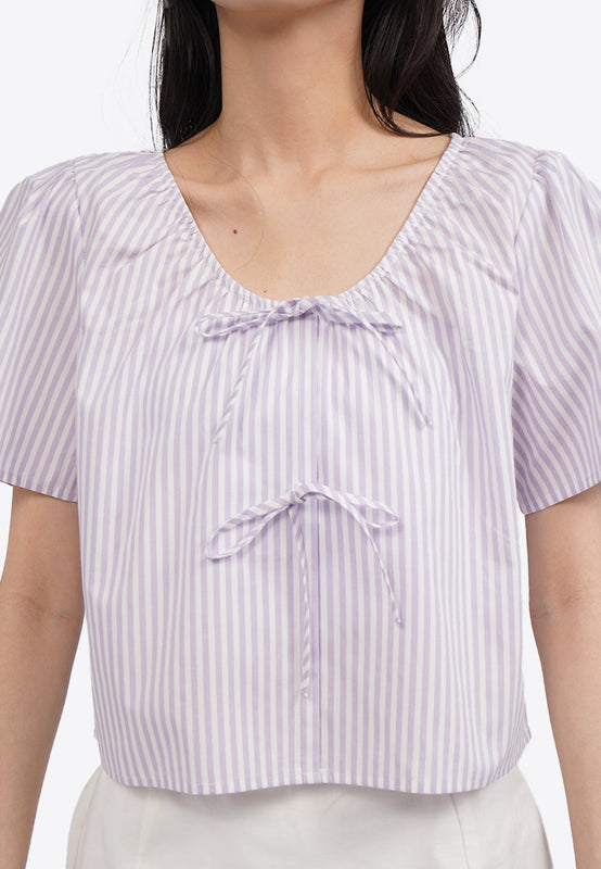 Bell Sleeve Blouse with Ribbon Details