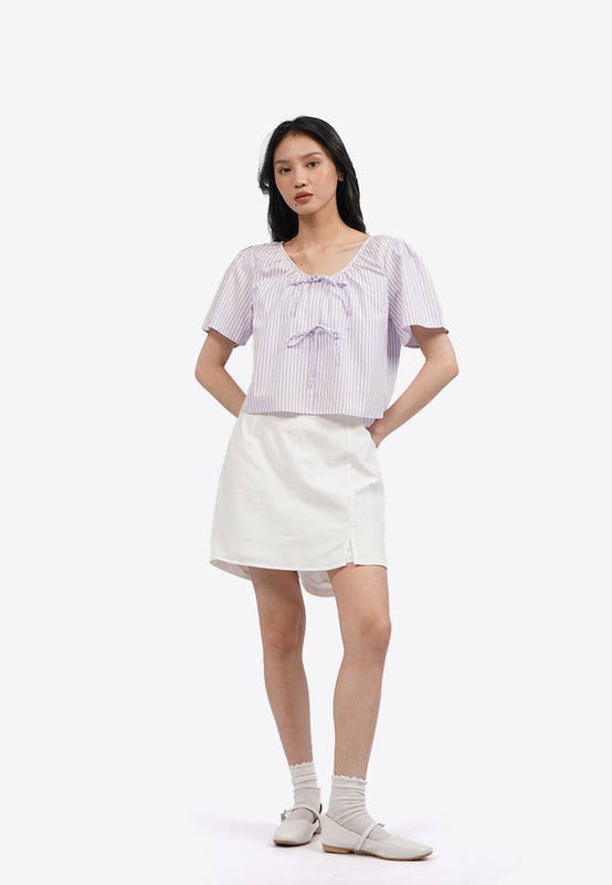 Bell Sleeve Blouse with Ribbon Details