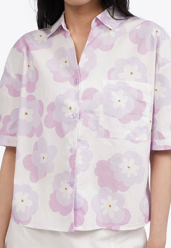 Drop Shoulder Printed Shirt with Pocket