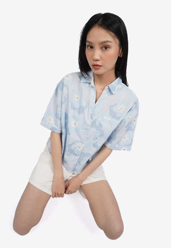 Drop Shoulder Printed Shirt with Pocket