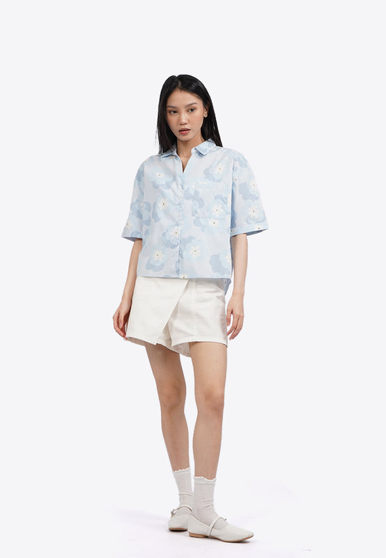 Drop Shoulder Printed Shirt with Pocket
