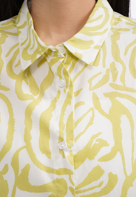Roll Up Short Sleeve Printed Blouse