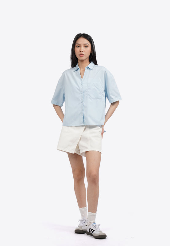 Drop Shoulder Shirt with Pocket