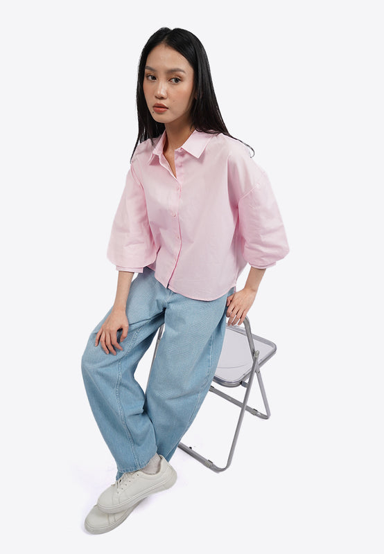 Voluminous Short Sleeve Blouse