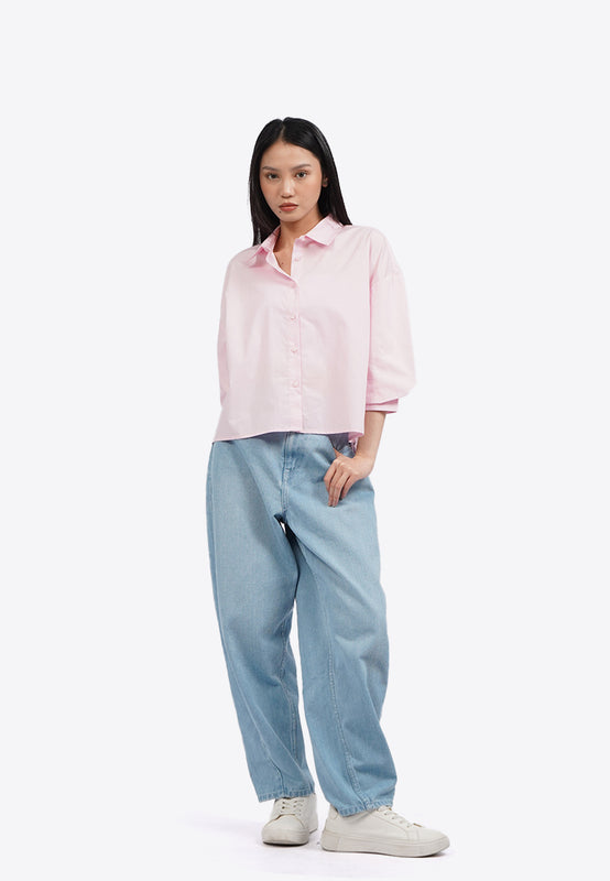 Voluminous Short Sleeve Blouse