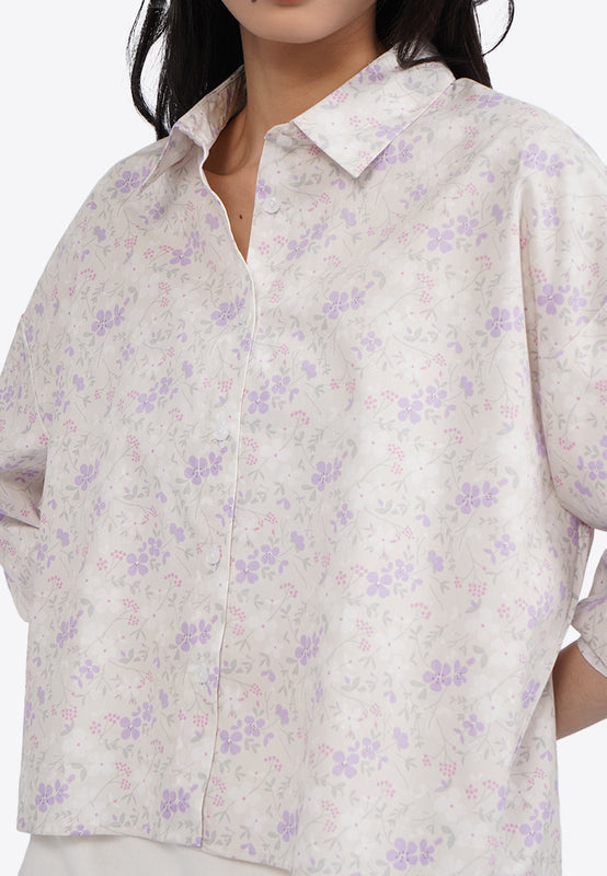 Voluminous Short Sleeve Printed Blouse