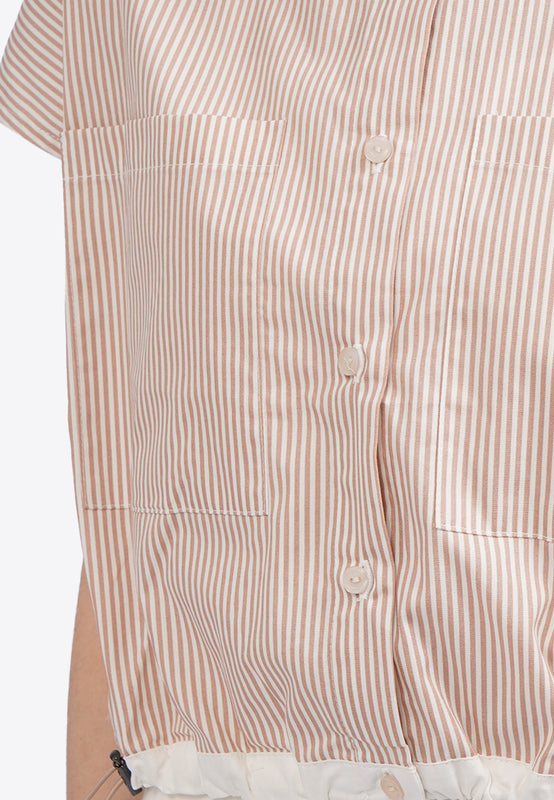 Drawstring Waist Short Sleeve Blouse