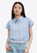 Drawstring Waist Short Sleeve Blouse