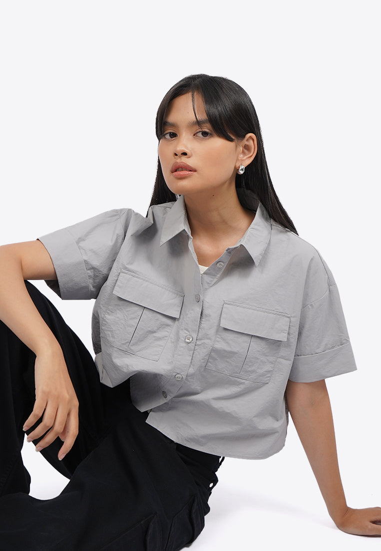 Rolled Up Shirt with Flap Pocket