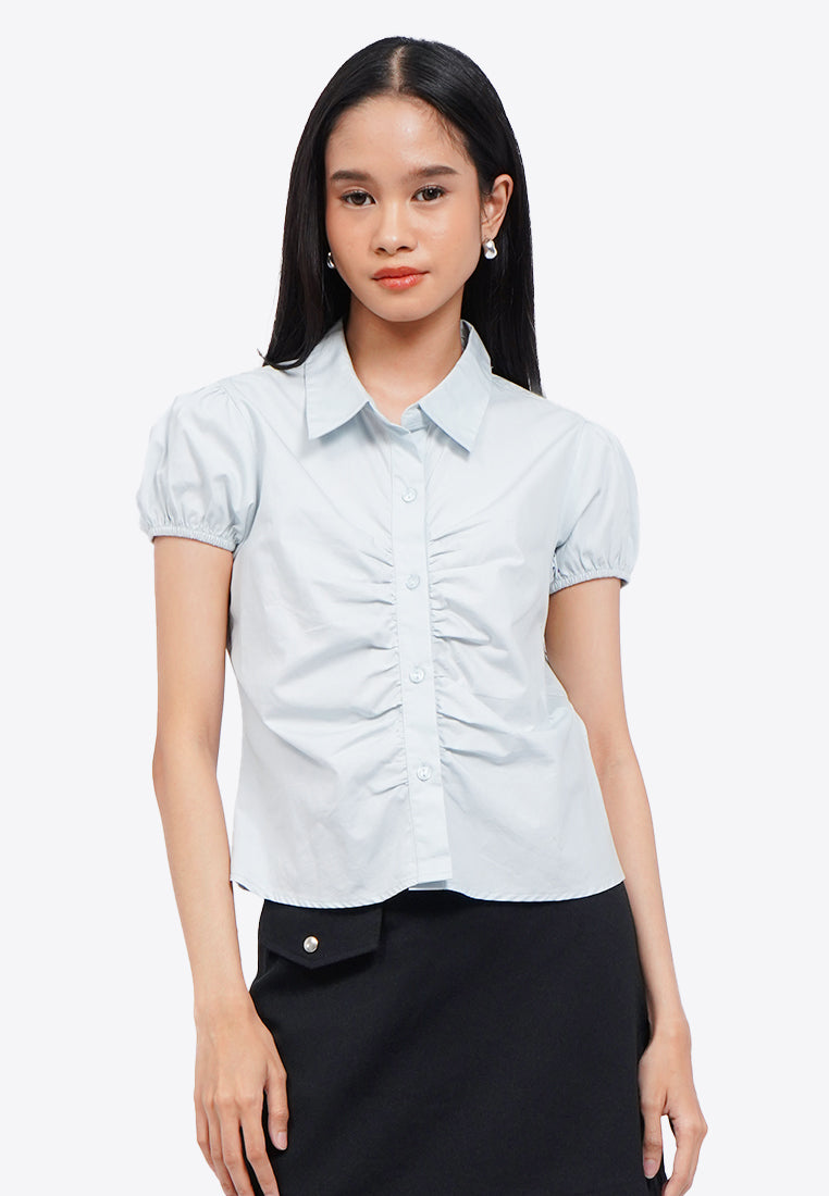 Ruched Short Sleeve Blouse