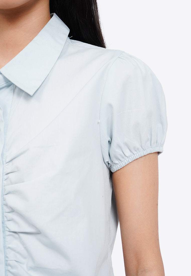 Ruched Short Sleeve Blouse