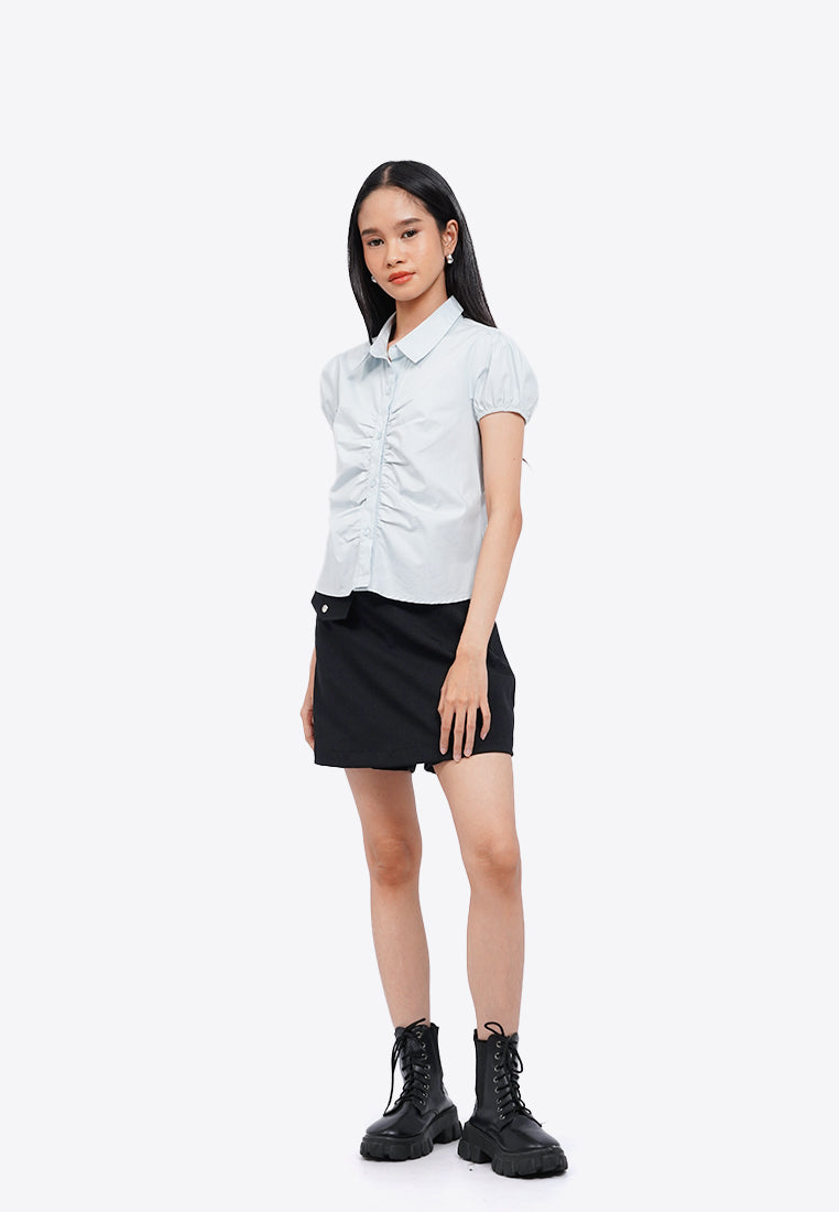 Ruched Short Sleeve Blouse