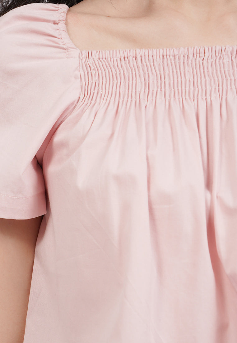 Elastic Short Sleeve Flare Top