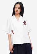 Notch Collar Embroidered Shirt