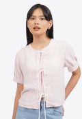 Tied Opening Round Neck Blouse