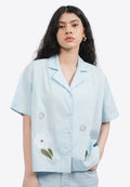 Embroidered Notch Collar Shirt