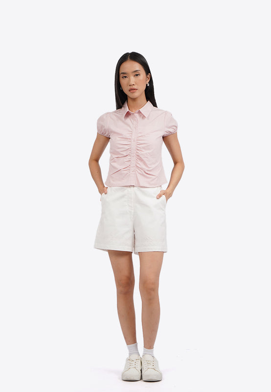 Ruched Short Sleeve Blouse