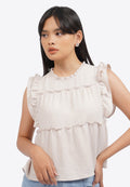 Sleeveless Top with Frill Details