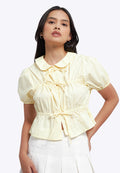 Short Sleeve Peplum Tied Blouse