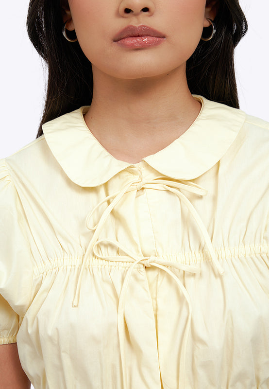 Short Sleeve Peplum Tied Blouse