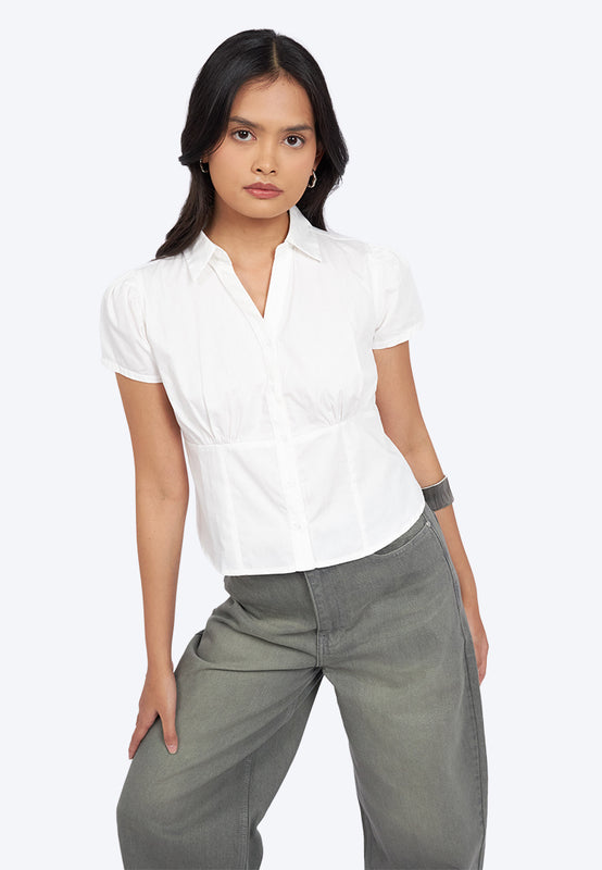 Puff Sleeve V-Neck Blouse
