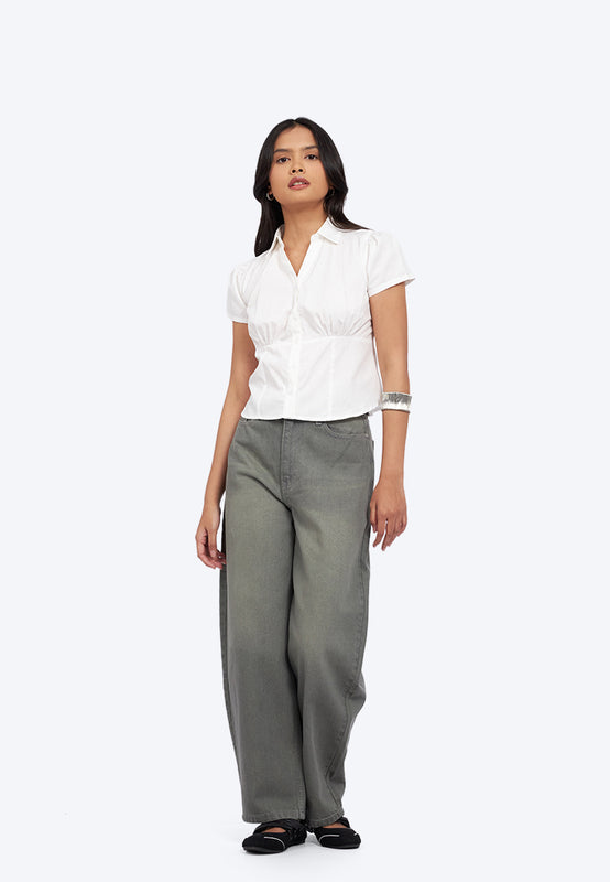 Puff Sleeve V-Neck Blouse