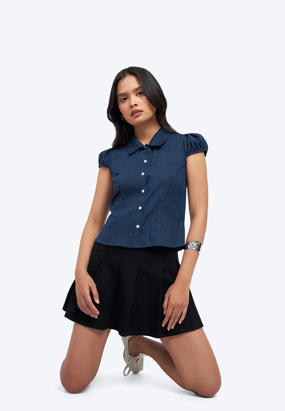 Short Sleeve Textured Blouse