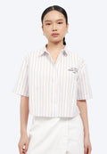 Button Up Short Sleeve Stripes Shirt