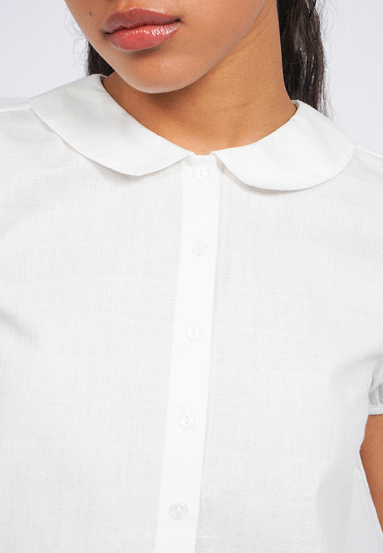 Rounded Collar Puff Sleeve Blouse