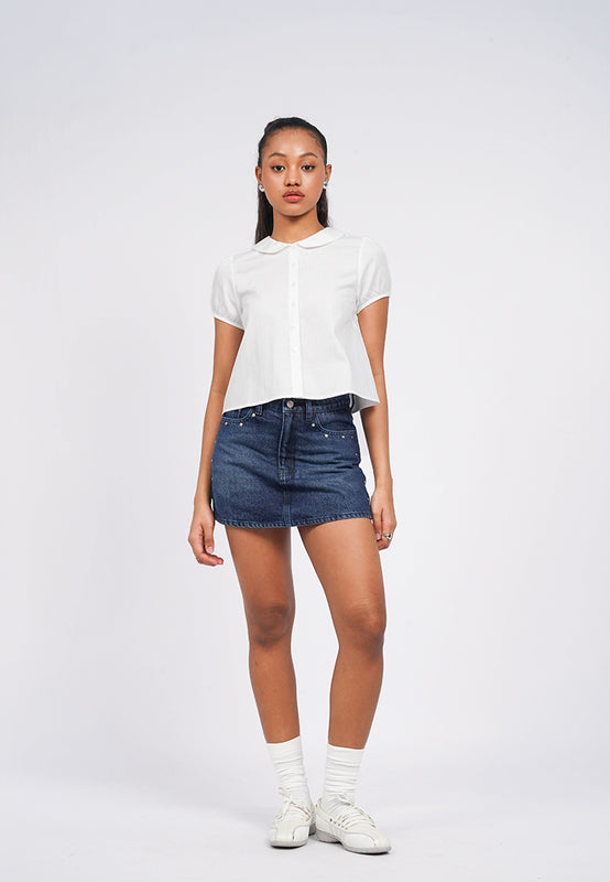 Rounded Collar Puff Sleeve Blouse