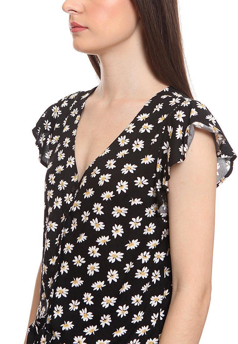 Knotted Ruffles Sleeves Blouse