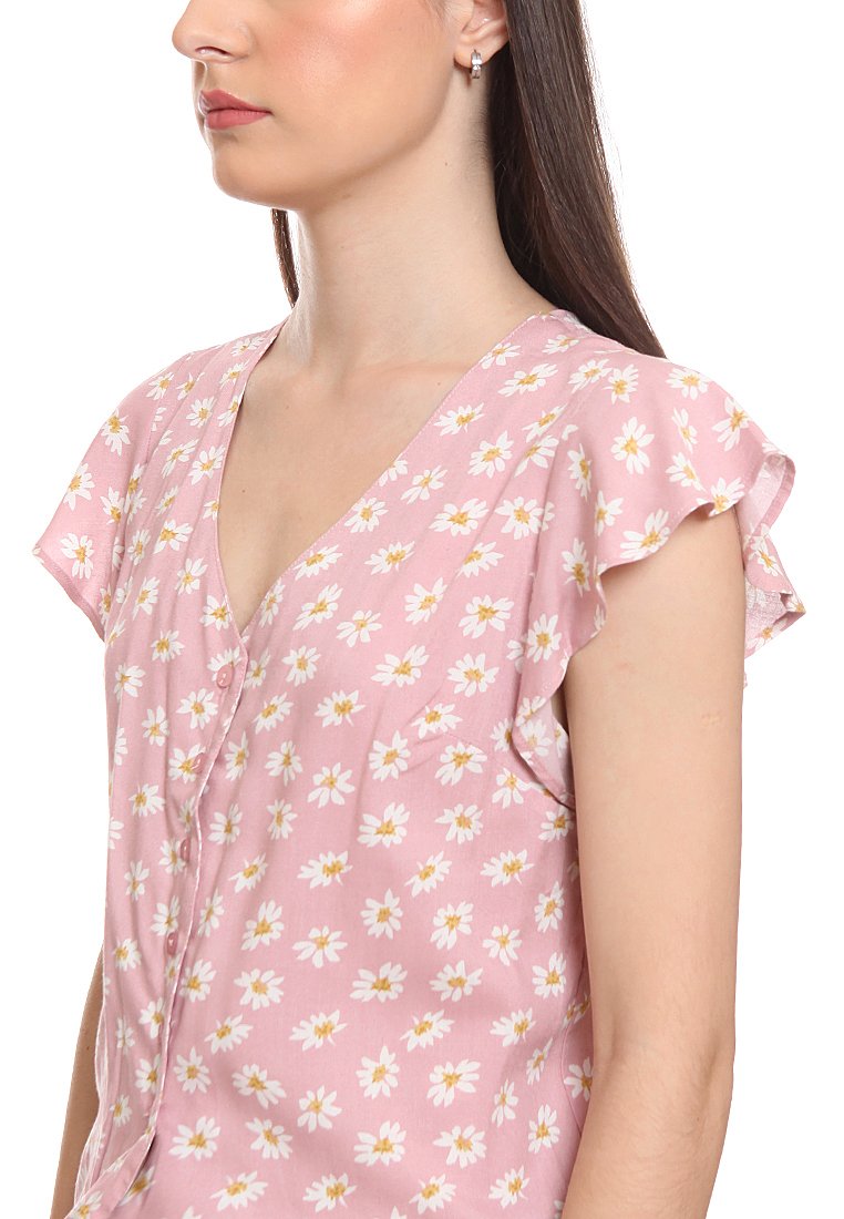 Knotted Ruffles Sleeves Blouse