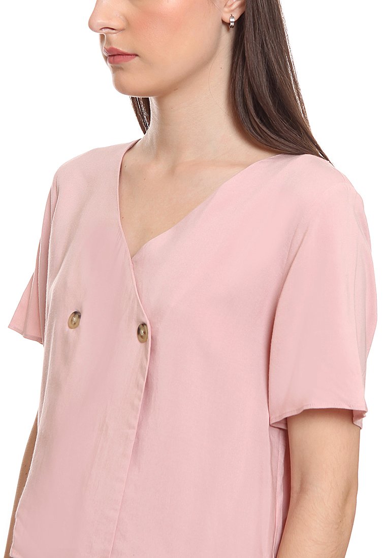 V-Neck Button Blouse