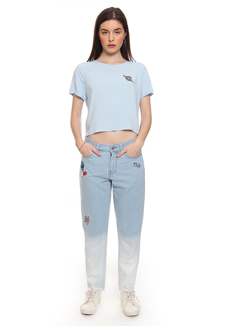 Patches Blouse With Back Tie
