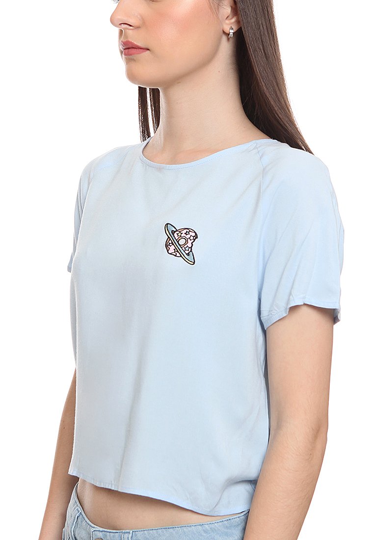 Patches Blouse With Back Tie