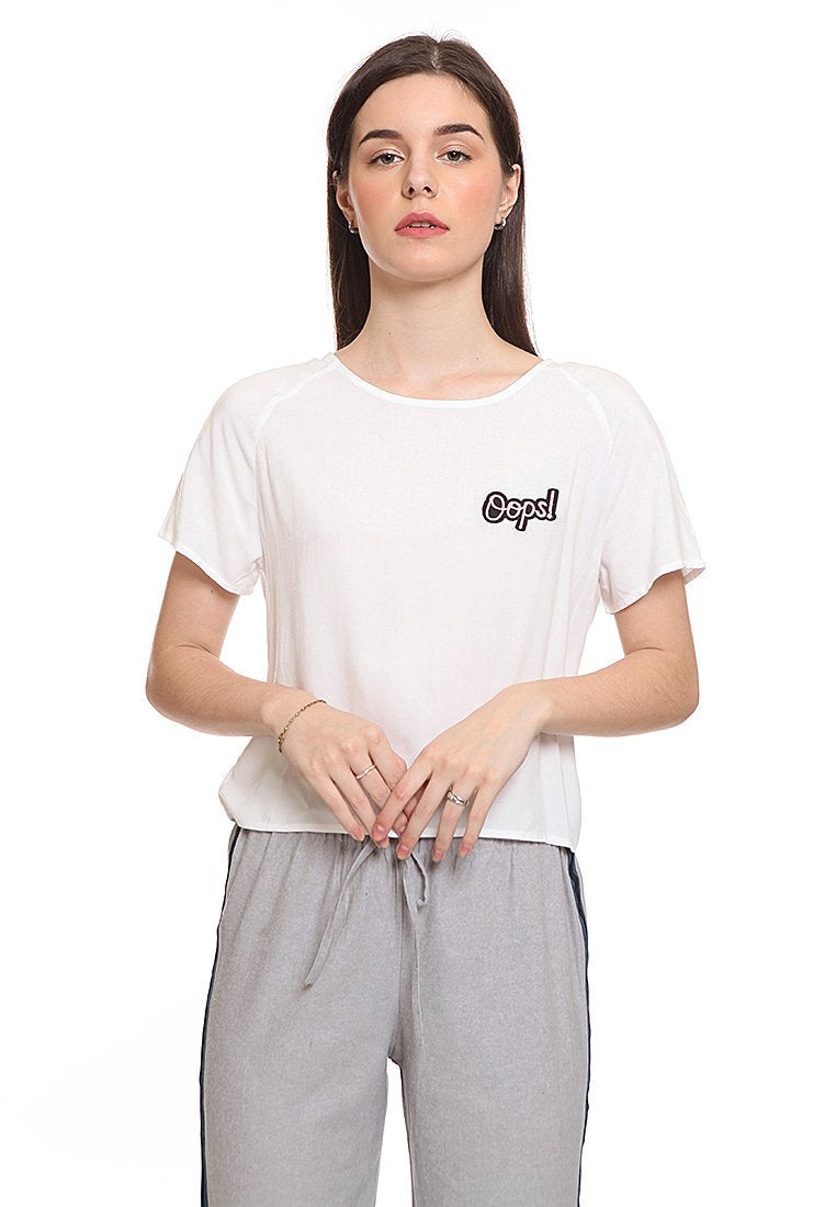 Patches Blouse With Back Tie