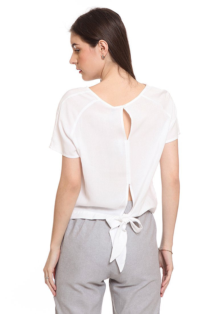Patches Blouse With Back Tie