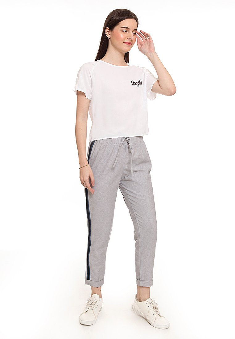Patches Blouse With Back Tie