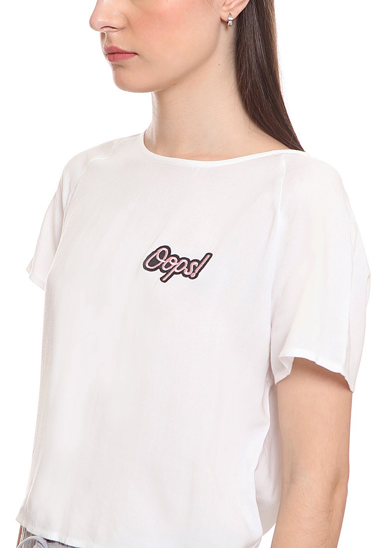 Patches Blouse With Back Tie
