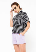 Loose Short Sleeve Stripes Shirt
