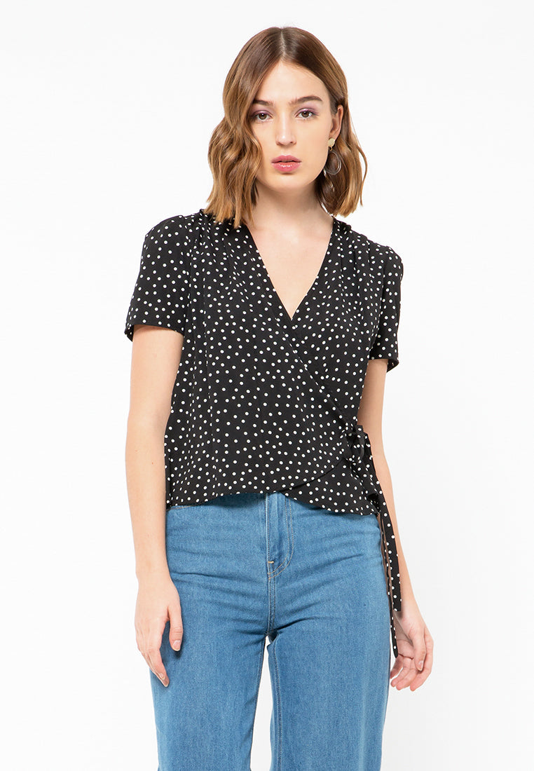 Polkadot Wrap Blouse