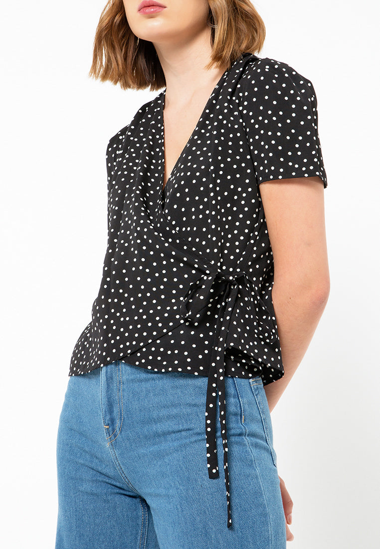 Polkadot Wrap Blouse