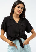 Short Sleeve Blouse with Front Tie