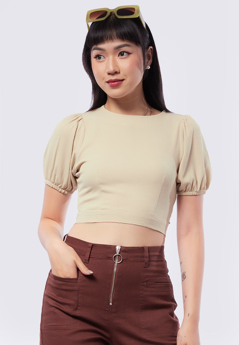 Puff Sleeve Crop Blouse
